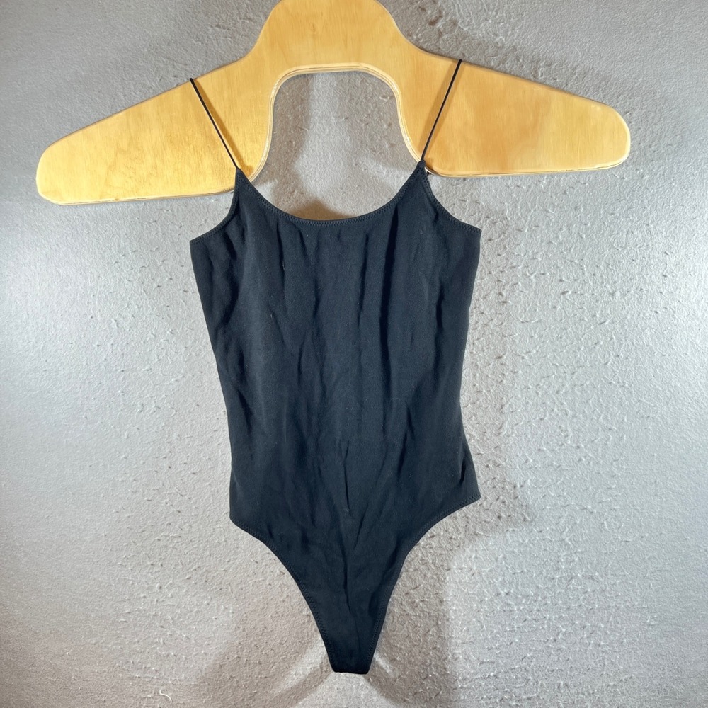 1098 | Wilfred Free Aritzia Minimalist Cotton Thong Bodysuit Black Womens S